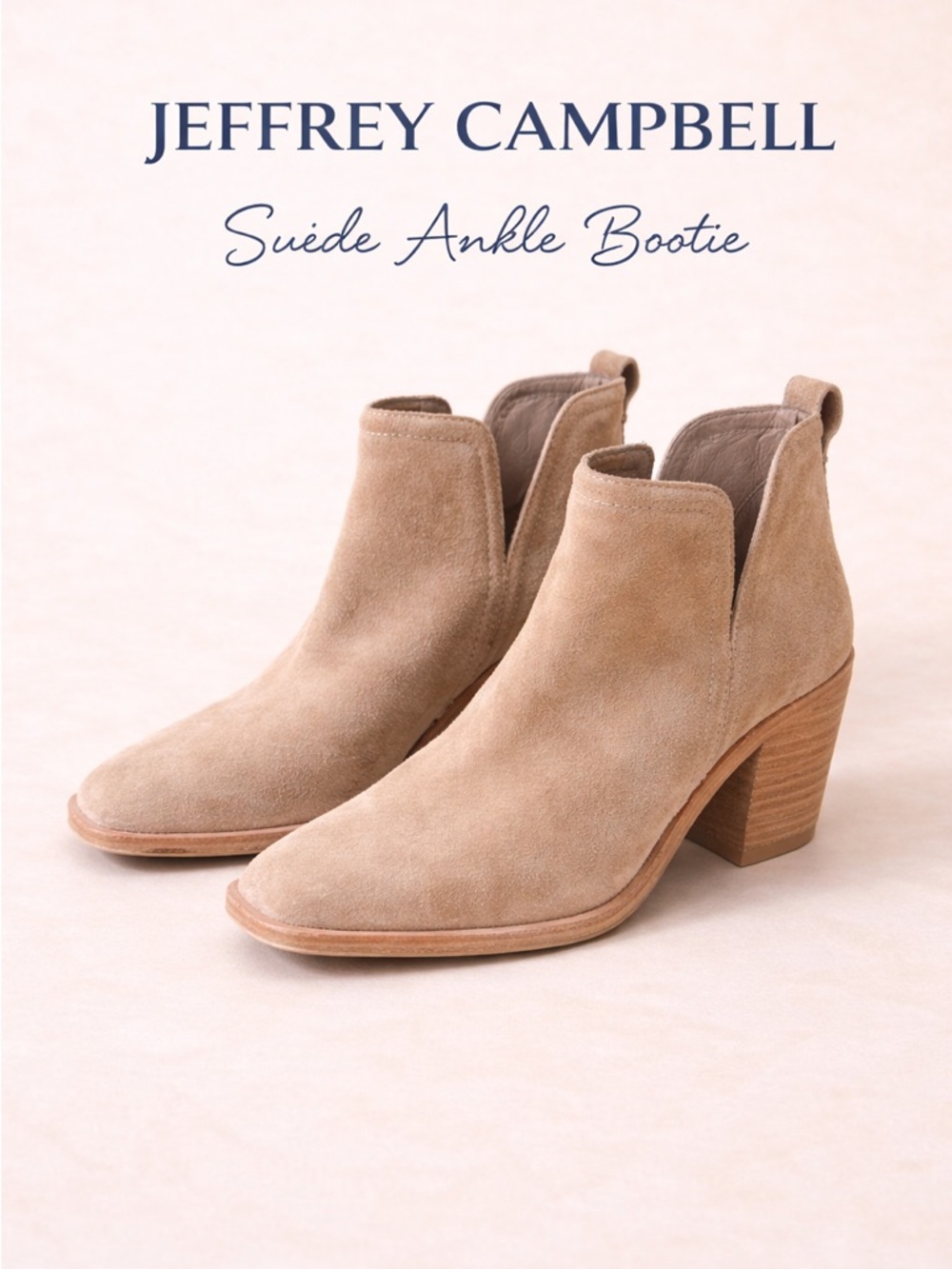 Jeffrey Campbell Beige Suede Cutout Ankle Booties